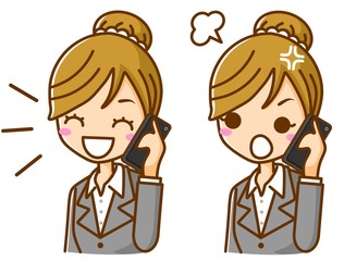 電話するビジネスウーマン　表情