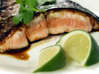 Fried fillet of salmon