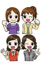 女性　上半身　私服