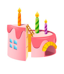 Vector icon cake and candle