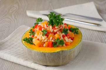 porridge of rice and vegetables with pumpkin