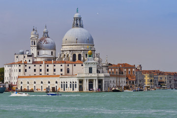 Fototapeta na wymiar Sea-view of Basilica Santa Maria della Salute, Venice, Italy