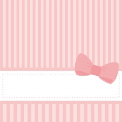 Pink vector wedding card or baby shower invitation with bow