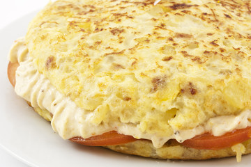 spanish omelet stuffed with rice cream