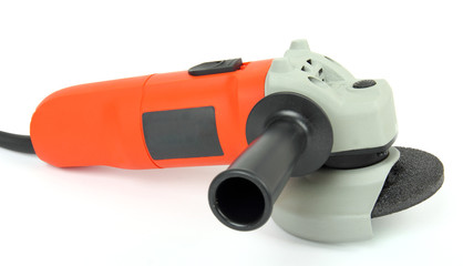 Electric tool with grinding wheel isolated on white background