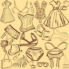 artistic woman underwear and clothes