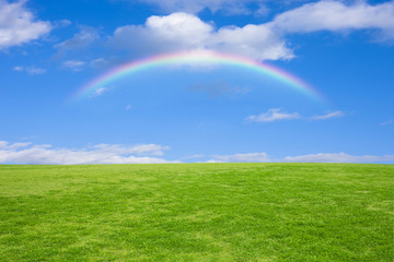 草原と虹