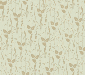 seamless pattern with plant motifs in retro style