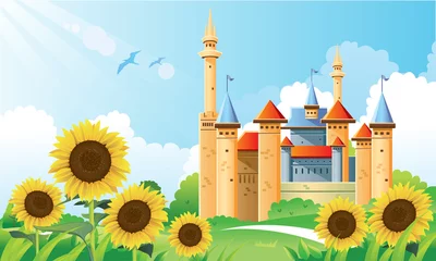 Peel and stick wall murals Castle Summer Castle Background