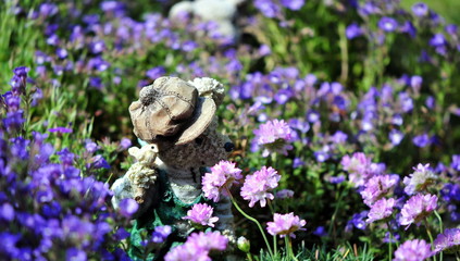 garden area with teddy bear