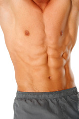 Part of a man's body on a white