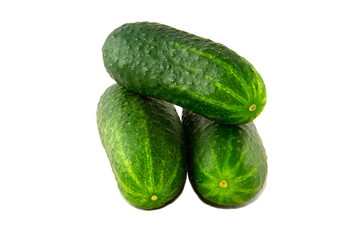 ripe cucumber isolated on white background