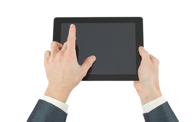 hands with tablet computer