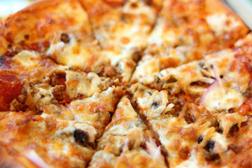 Delicious pizza at a restaurant.