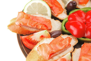 pink salmon on baguette