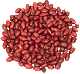 Peanuts with red skin isolated on white.