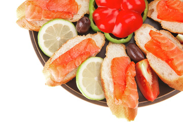 olives salmon and pepper