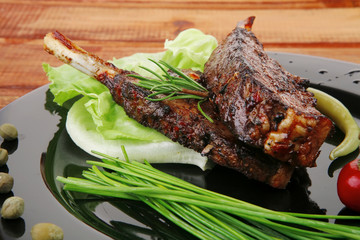 main course: barbecued ribs