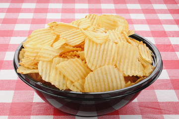 Large bowl of potato chips