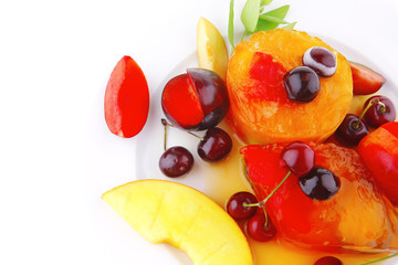 fruit ice cream and raw fruits