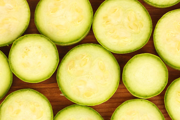 pieces of squash background on wooden close-up