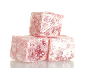 tasty pieces of turkish delight isolated on white