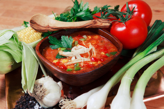 Chicken Tortilla Soup With Fresh Vegetables