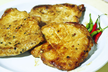 served roasted beef meat steak