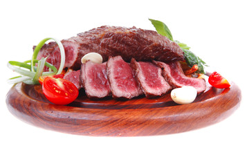 grill beef on potato chips