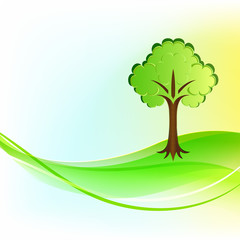 Green tree wavy vector background.