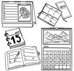 Set of calendars - hand-drawn illustration