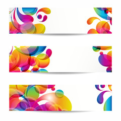 Abstract web banners with colorful arc-drop for your www design
