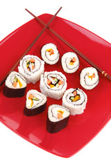 Japanese traditional Cuisine - Rolls on red