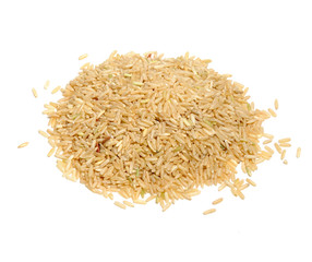 Pile of Brown Rice Isolated on White Background