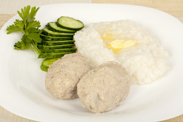 patties with steam rice porridge