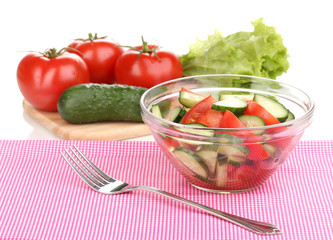 Fresh salad with tomatoes and cucumbers