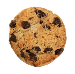 Chocolate chips cookie isolated on white.