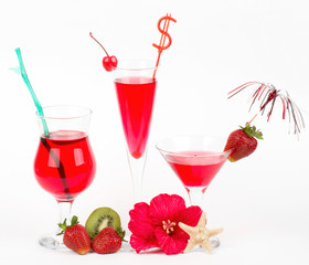 Tasty alcohol cocktail with strawberry.