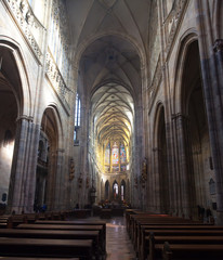 Interior of Saint Vitus Cathedral  in Prague
