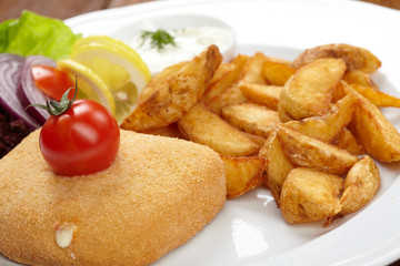 schnitzel with roasted potatoes