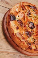 apple cake served on wood