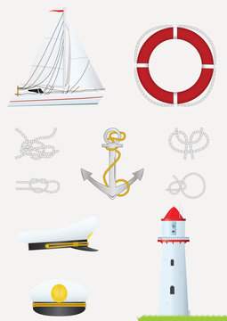 Vector set of nautical design elements