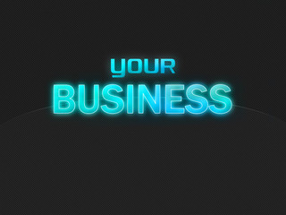 Fototapeta na wymiar Dark background with light blue text Your Business