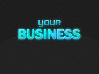 Your Business dark background, light blue text, no globe