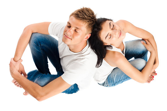 Happy young couple relaxing together