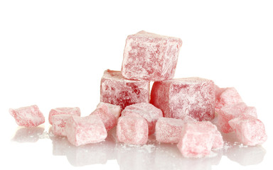 tasty pieces of turkish delight isolated on white
