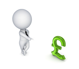 3d small person and pound sterling sign