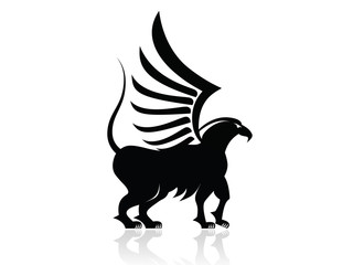 Black animal: Eagle-Lion, sign, logo, icon