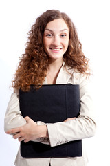 Fototapeta premium Junge Frau mit Aktentasche