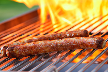 sausages on grill